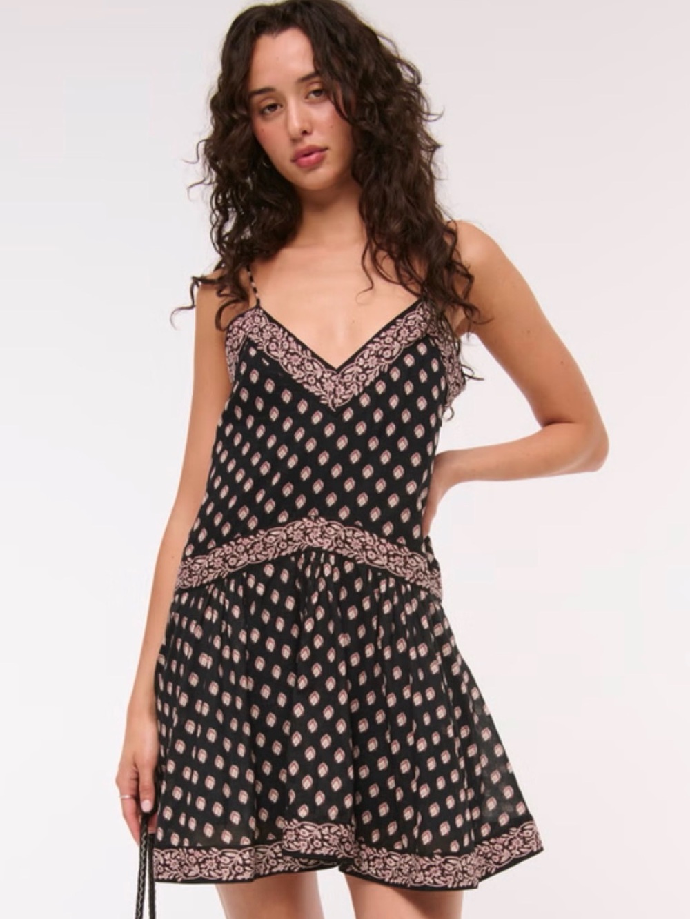 Abercrombie & Fitch Black Dress with Blush Pink Print